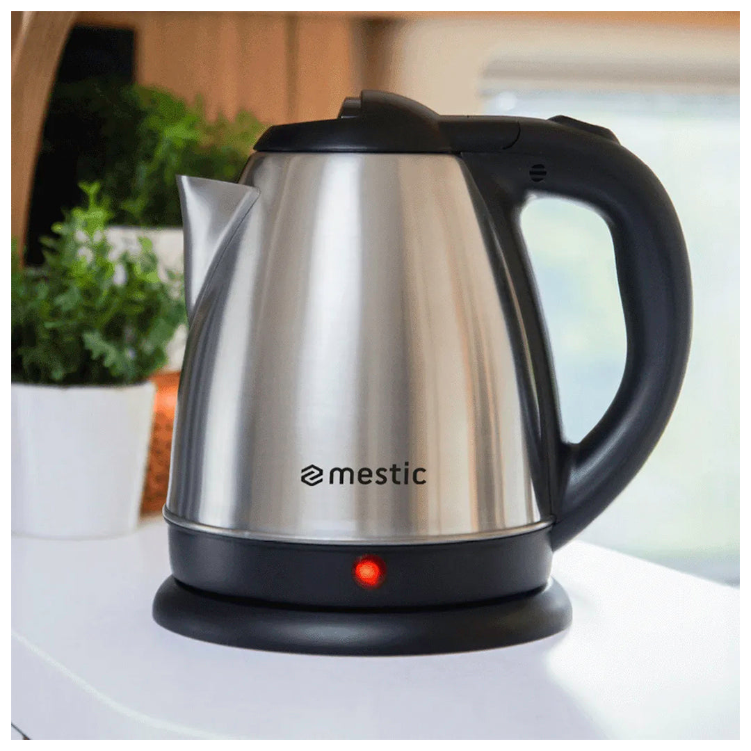 Mestic MWC-150 cordless camping kettle on 360 degree rotating base
