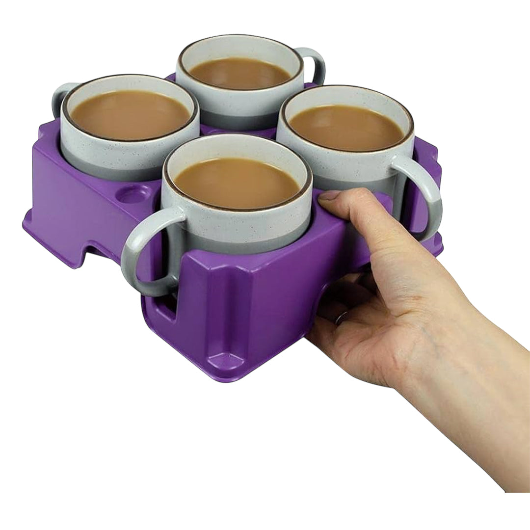Muggi recycled drink tray with non-slip base and four cup slots