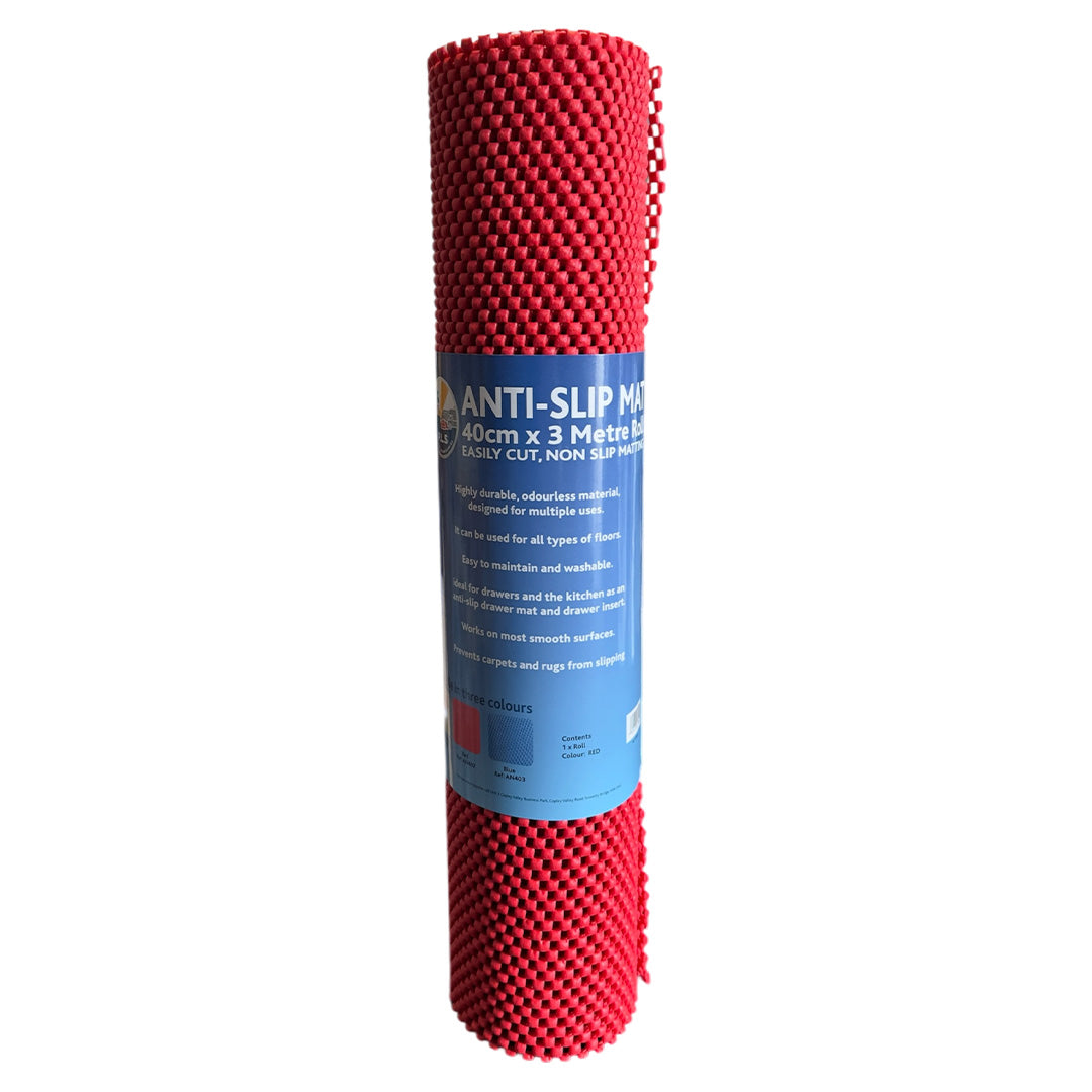 red non slip grip mat 3m x 40cm roll for caravan motorhome shelf liner