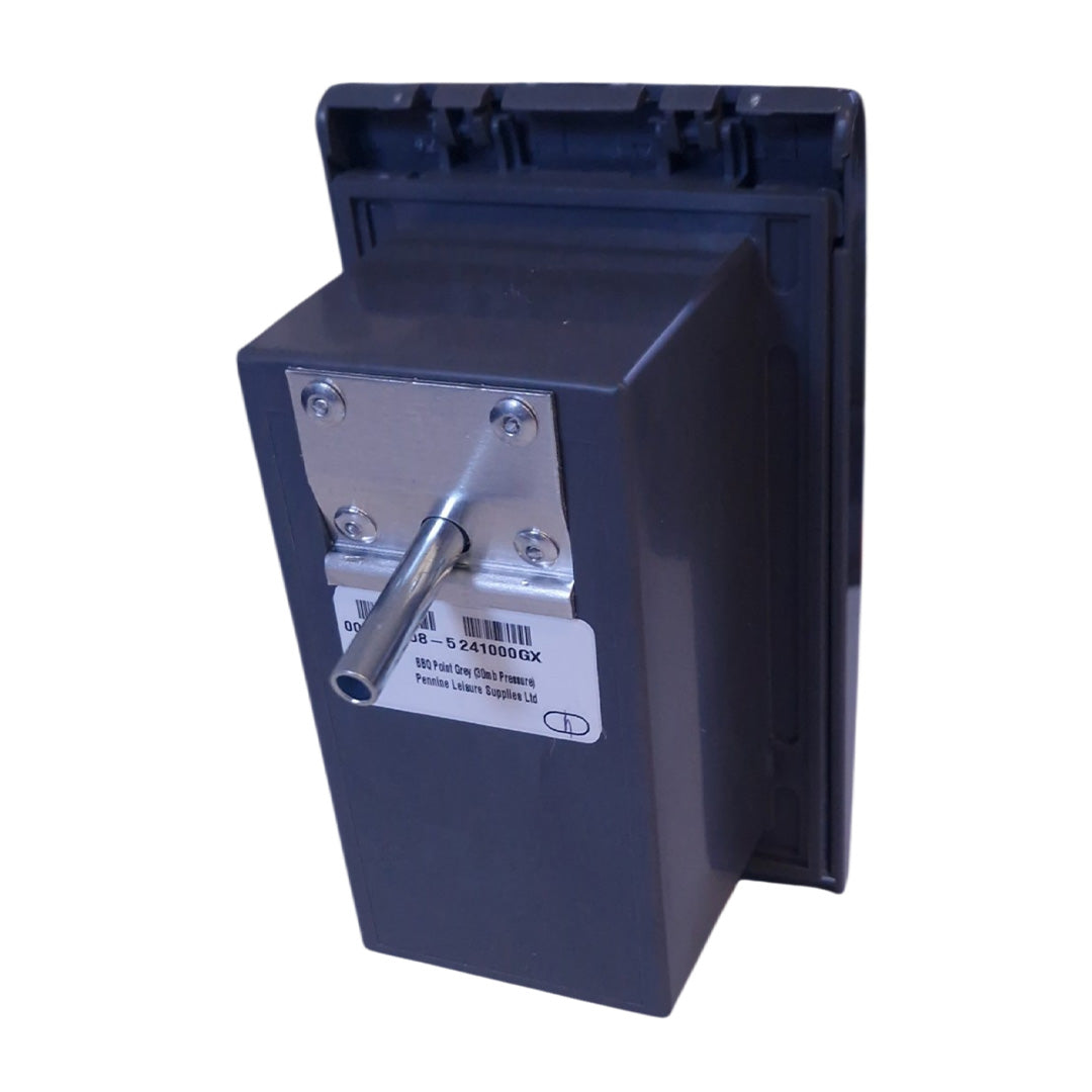 PLS PO682 grey gas outlet box for external caravan and motorhome LPG BBQ connection
