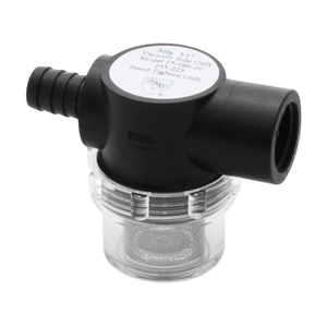 Shurflo screw-on filter with 1/2" barb straight inlet for water filtration systems
