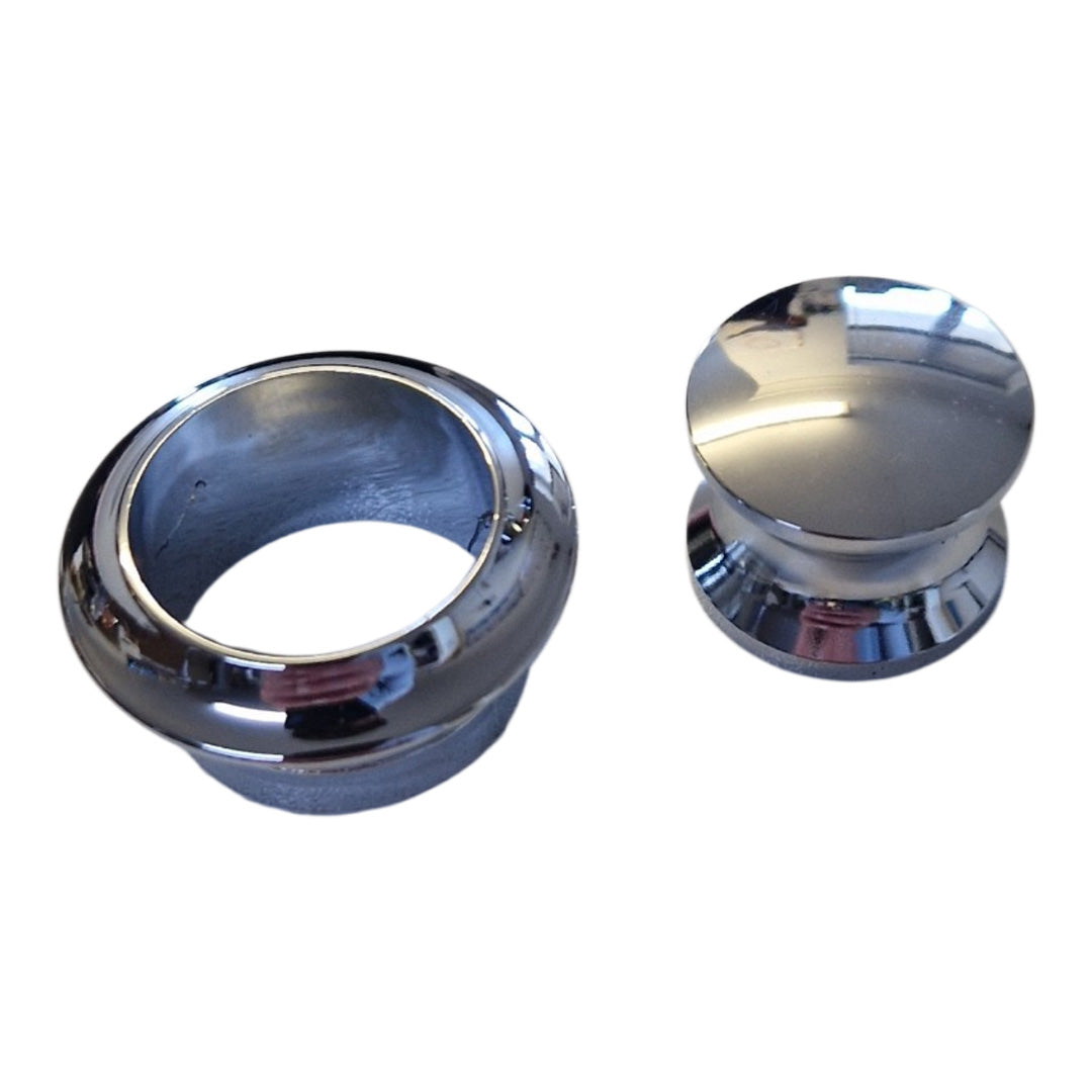 Trigano 19mm chrome push button knob and rosette X812263 for caravan and motorhome door locks