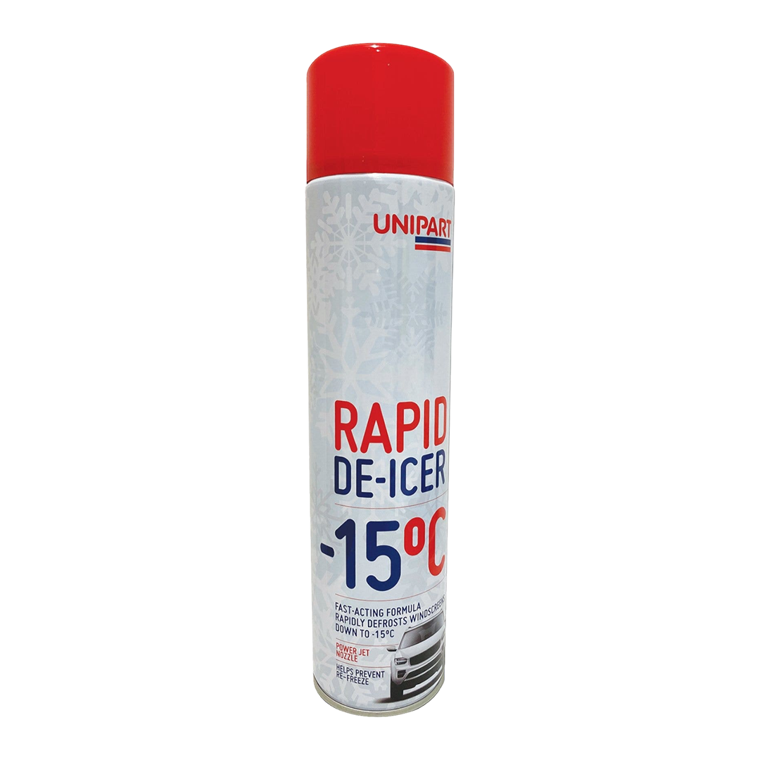 Unipart 600ml De-Icer Spray for cars, vans, and motorhomes – removes ice quickly