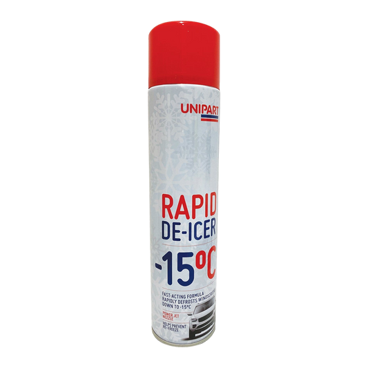 Unipart 600ml De-Icer Spray for cars, vans, and motorhomes – removes ice quickly
