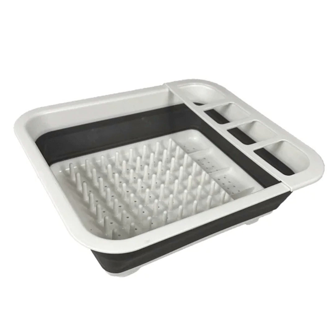 Via Mondo 7.5L collapsible dish drainer in white and grey
