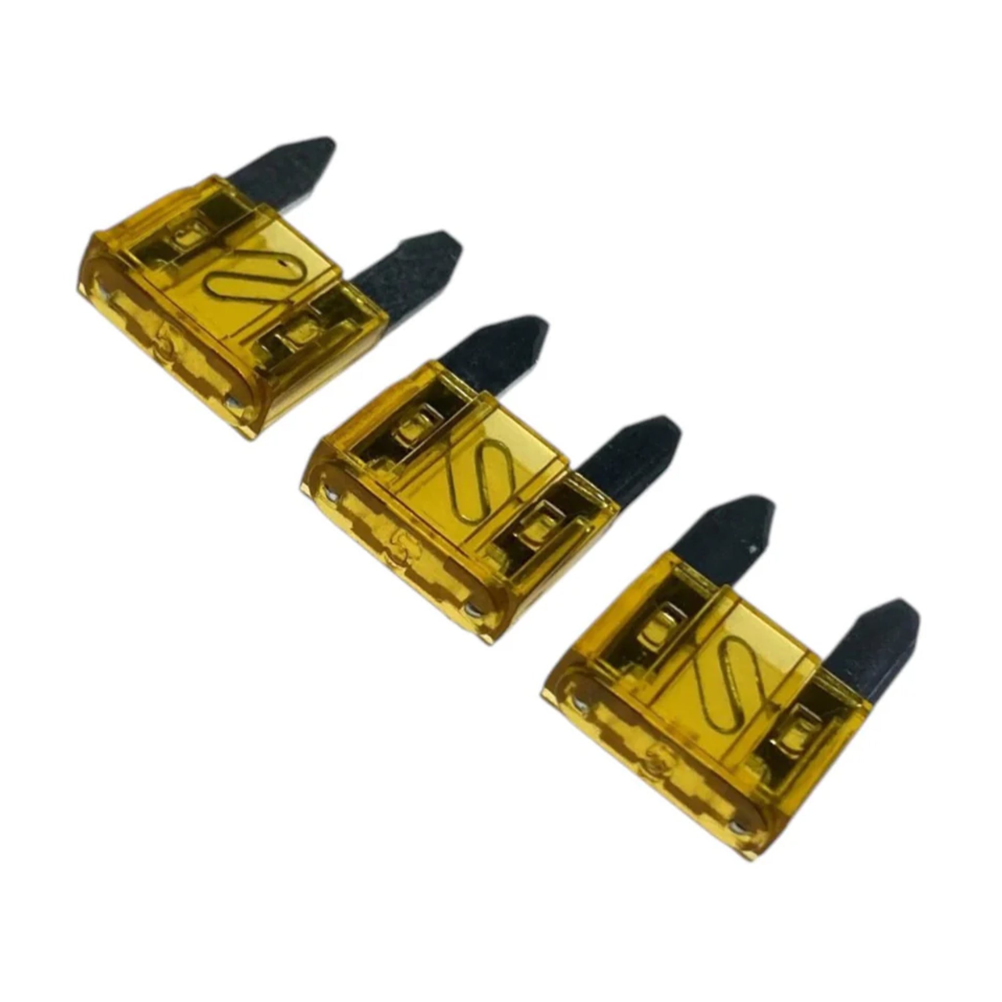 Three W4 5 amp mini blade fuses suitable for caravan and motorhome electrics