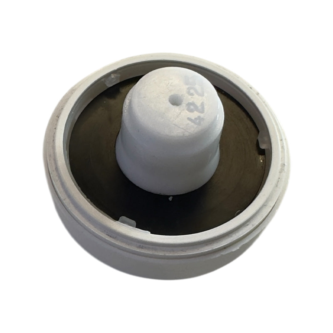 rear view of white 80mm water filler cap zadi type for caravan and motorhome
