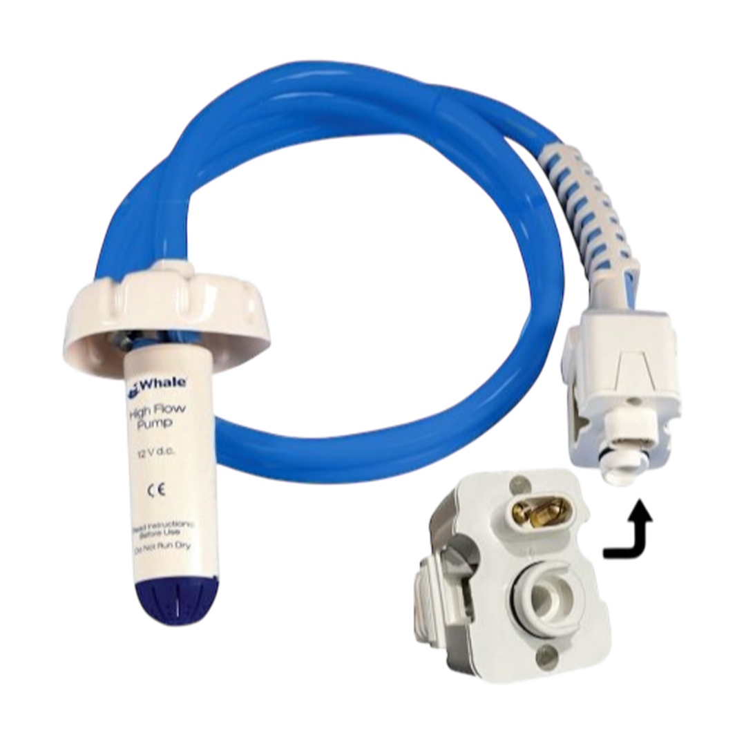 Whale High Flow Water Pump EP1622 with Easi-Squeeze plug connection for caravans and motorhomes.
